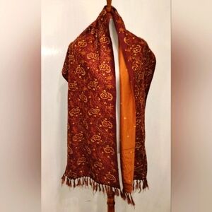 COPPER COTTON SILK EMBROIDERED WRAP